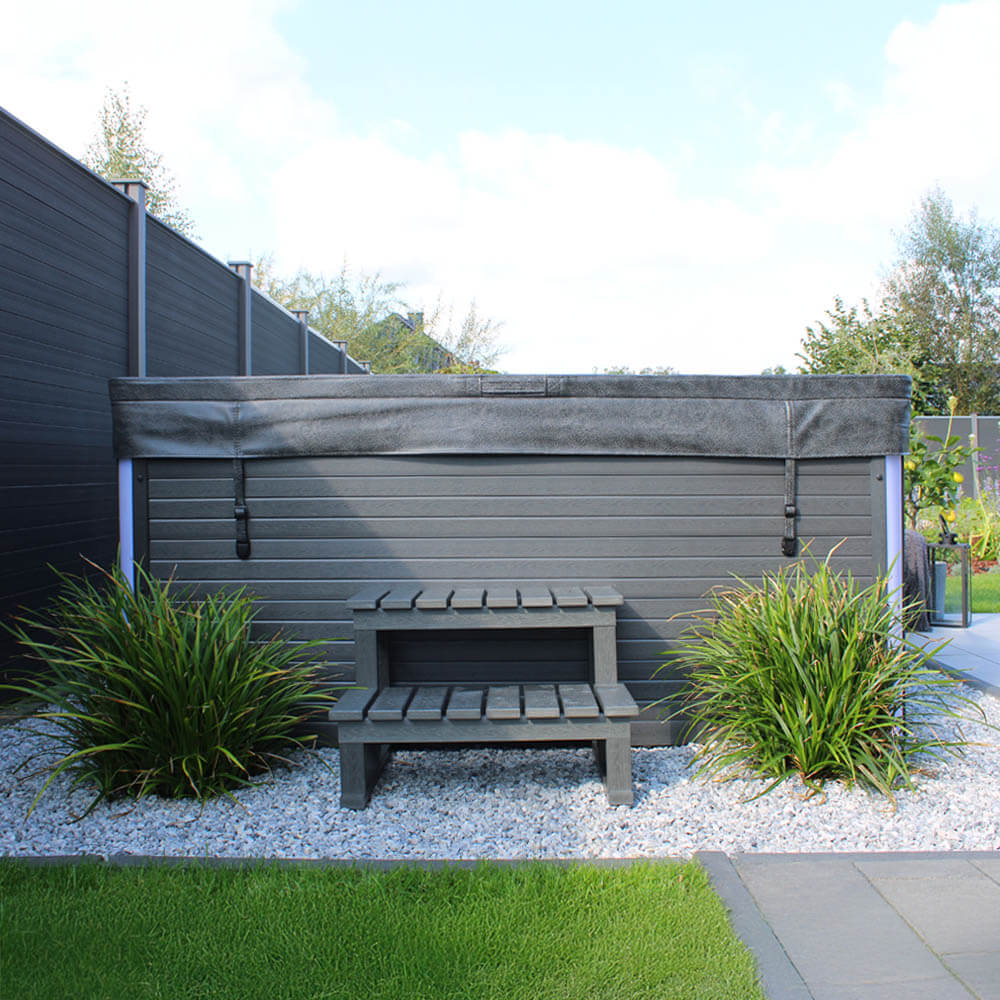 Outdoor Whirlpool mit Treppe und Thermoabdeckung STREAM BIG - 207 x 207 cm für 5 Personen – Bild 3