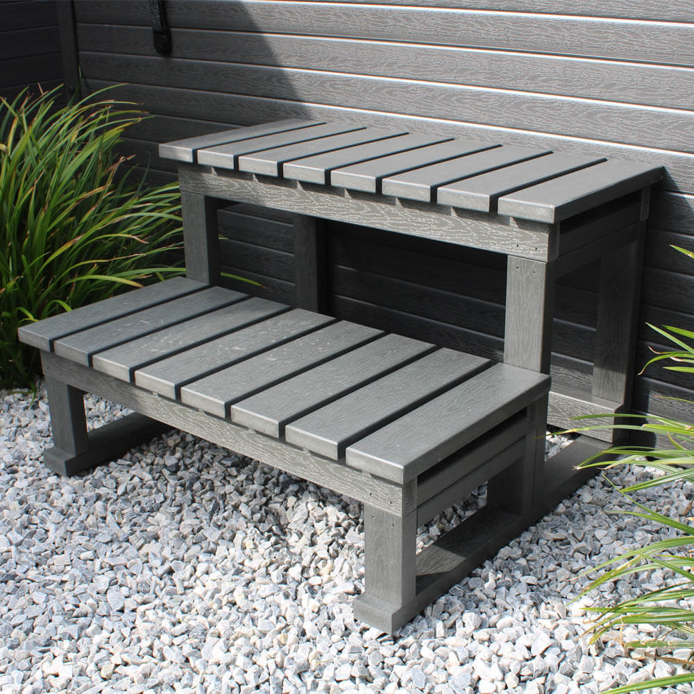 Outdoor Whirlpool mit Treppe und Thermoabdeckung STREAM BIG - 207 x 207 cm für 5 Personen – Bild 5