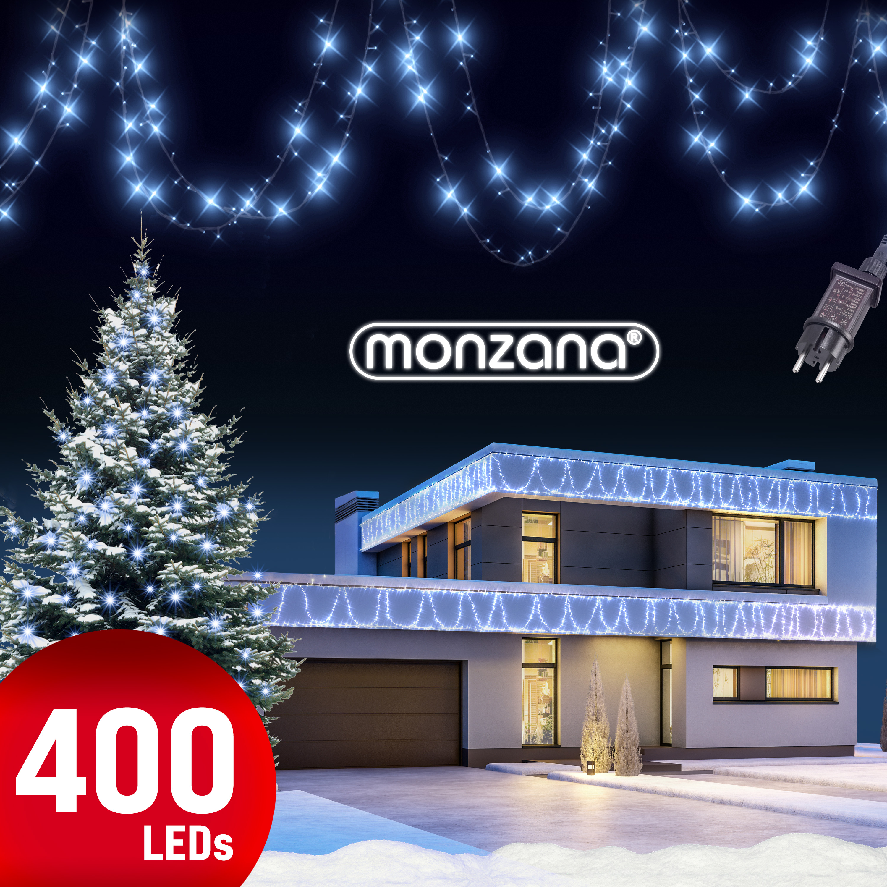 monzana Lichterkette Weihnachten Kaltweiß 40m – Bild 3