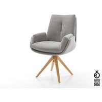 Drehstuhl Clea-Flex Strukturstoff Soft Grau Holzgestell kantig Natur 360 drehbar – Bild 2