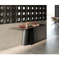 Konsolentisch Edge Polygonal 180x50 cm Keramik Emperador Extra Lucidato Dunkelbraun Livos Metall Schwarz