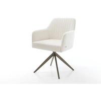 Drehstuhl Greg-Flex Bouclé Soft Beige Kreuzgestell breit Effektfinish Titan 360 drehbar Wippfunktion Taschenfederkern