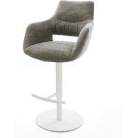 Barstuhl Yago-Flex Bouclé Soft Schlamm Drehfuß höhenverstellbar Metall Weiß Taschenfederkern