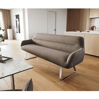 Esszimmerbank Taya-Flex 200 cm Strukturstoff Soft Taupe Kufengestell flach Edelstahl Taschenfederkern