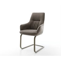 Freischwinger Zelia-Flex mit Armlehnen Strukturstoff Soft Taupe Freischwinger flach Effektfinish Titan Taschenfederkern
