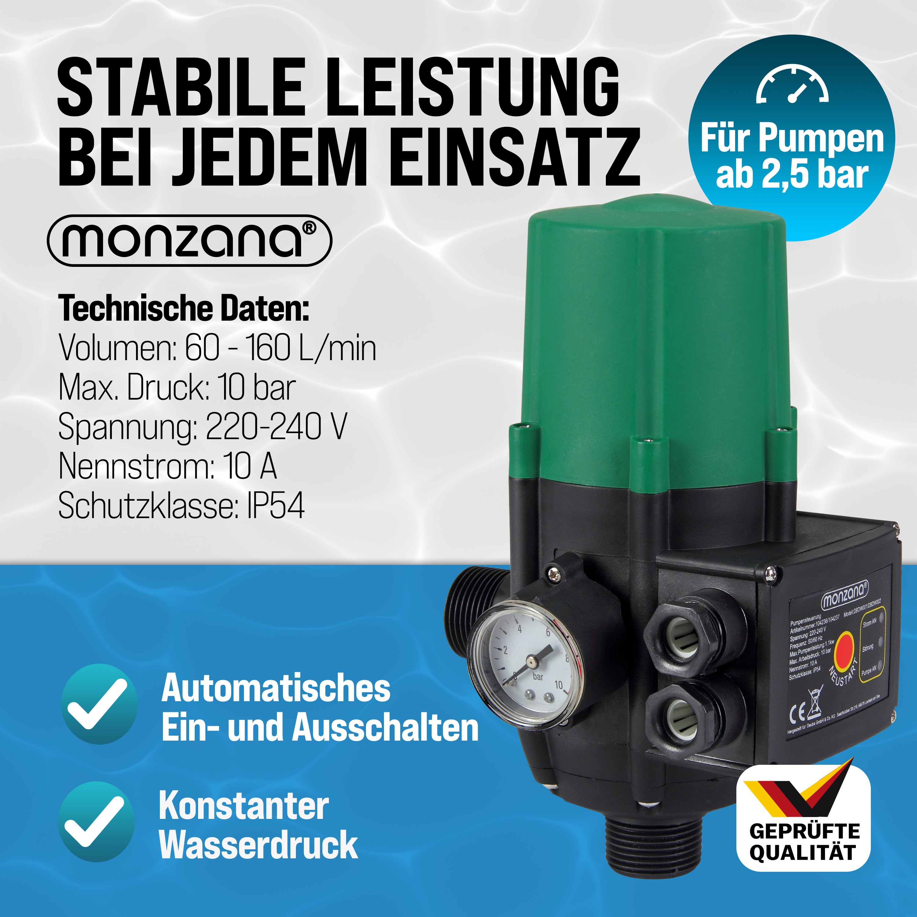 monzana Pumpensteuerung mit Kabel 10bar – Bild 3