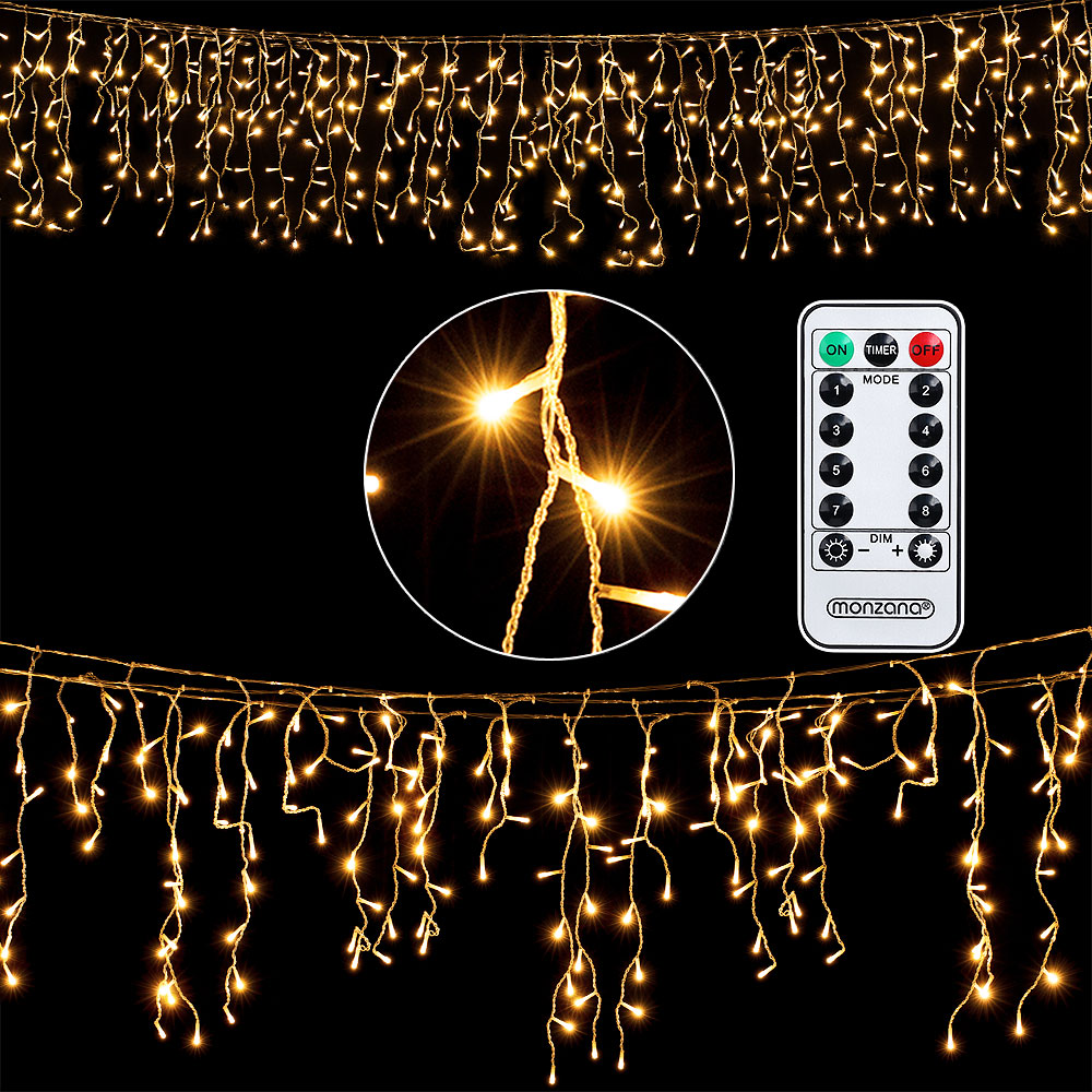 monzana Regenlichterkette LED Warmweiß 20m Fernbedienung – Bild 3