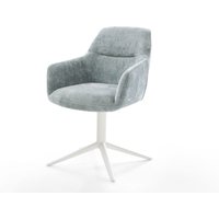 Drehstuhl Pejo-Flex Chenille Pastellblau Fußkreuz Weiß 360 drehbar Wippfunktion Taschenfederkern