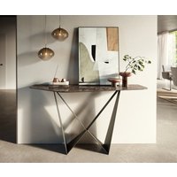 Konsolentisch Edge Polygonal 140x50 cm Keramik Emperador Extra Lucidato Dunkelbraun Spios Metall Effektfinish Titan – Bild 2