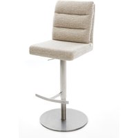 Barstuhl Pela-Flex Webstoff Soft Beige Drehfuß höhenverstellbar Edelstahl Silberfarben