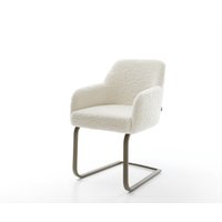 Freischwinger Greg-Flex Teddystoff Beige Freischwinger flach Effektfinish Titan Taschenfederkern