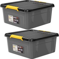monzana Aufbewahrungsbox 2er-Set Grau/Anthrazit 39x39x16cm stapelbar