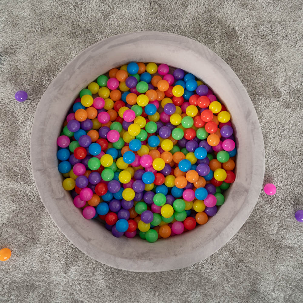 Bällebad Samt inkl. Spielbälle Bunt TWIRL - 100 x 100 cm Grau – Bild 3