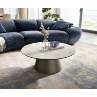 Couchtisch Edge Rund 90x90 cm Keramik Onyx Champagne Borna Effektfinish Titan