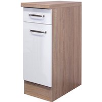 Unterschrank Valero Weiß Hochglanz/Braun 30x86x60cm