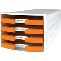 HAN Schubladenbox IMPULS 2.0, 4 offene Schübe, weiß/orange