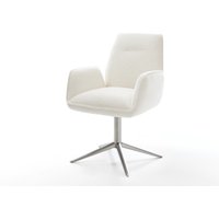 Drehstuhl Zoa-Flex Bouclé Soft Beige Fußkreuz Edelstahl 360 drehbar Wippfunktion Taschenfederkern