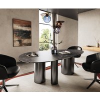 DELIFE Edge Esstisch Oval Anthrazit