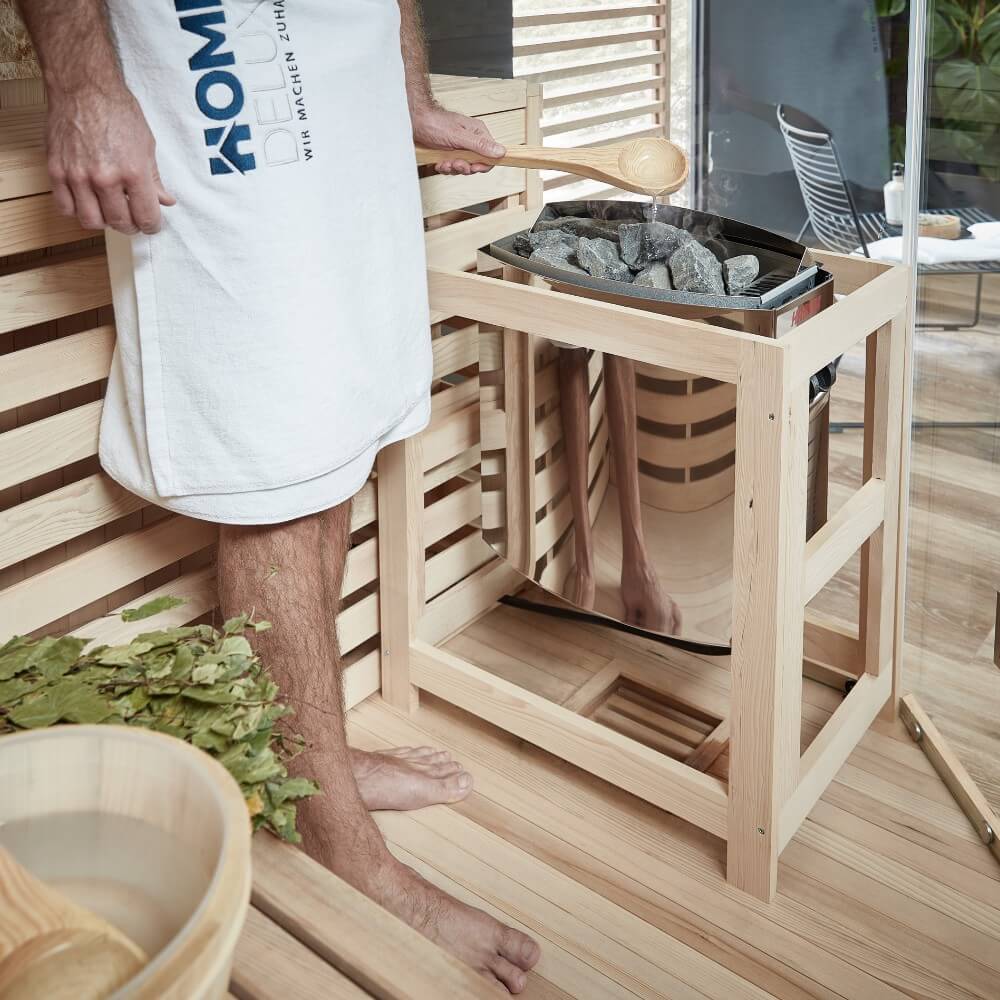 Traditionelle Sauna mit Kunststeinwand SKYLINE BIG XL - 200 x 200 cm für 6 Personen – Bild 6
