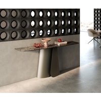 Konsolentisch Edge Boot 180x40 cm Keramik Emperador Extra Lucidato Dunkelbraun Livos Metall Effektfinish Titan