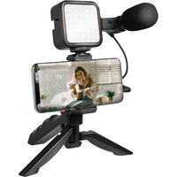 LogiLink Vlogger Kit mit LED-Licht, mit Mikrofon Stativ