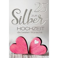 CACTUS Hochzeitskarte, Silberhochzeit Herzen