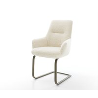 Freischwinger Zelia-Flex mit Armlehnen Teddystoff Beige Freischwinger flach Effektfinish Titan Taschenfederkern