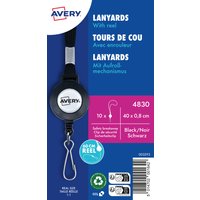 AVERY Textilband/Lanyard mit Aufrollmechanismus, schwarz – Bild 2