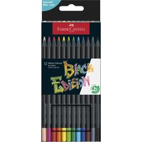 FABER-CASTELL Dreikant-Buntstifte Black Edition, 12er Etui