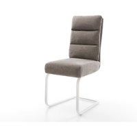 Freischwinger Pela-Flex Strukturstoff Soft Taupe Freischwinger flach Weiß Taschenfederkern – Bild 2