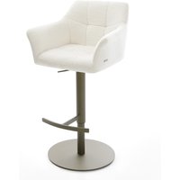 Barstuhl Yulo-Flex Bouclé Soft Beige Drehfuß höhenverstellbar Metall Titanfarben – Bild 2