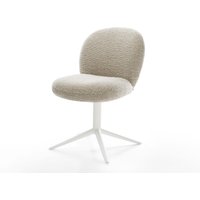 Drehstuhl Nube-Flex Webstoff Soft Beige Fußkreuz Weiß 360 drehbar Wippfunktion Taschenfederkern
