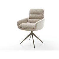 Drehstuhl Abelia-Flex mit Armlehnen Webstoff Soft Beige Kreuzgestell breit Effektfinish Titan 360 drehbar Wippfunktion