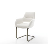 Freischwinger Yago-Flex mit Armlehnen Bouclé Creme-Weiß Freischwinger flach Effektfinish Titan Taschenfederkern