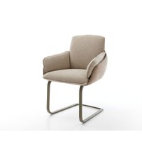 Freischwinger Luan-Flex mit Armlehnen Materialmix Schlamm Freischwinger flach Effektfinish Titan