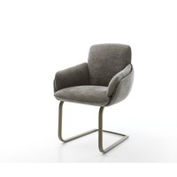Freischwinger Luan-Flex mit Armlehnen Bouclé Soft Schlamm Freischwinger flach Effektfinish Titan