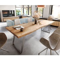 DELIFE Edge Esstisch Akazie Edelstahl