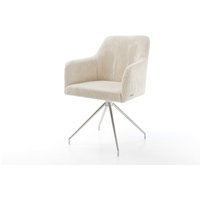 Esszimmerstuhl Greg-Flex Cord Beige Kreuzgestell konisch Edelstahl Taschenfederkern – Bild 2
