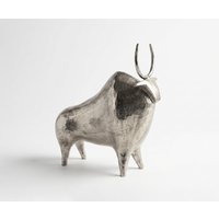 Figur Toro B39 x T12 x H39 cm Aluminium Platin Handgemacht
