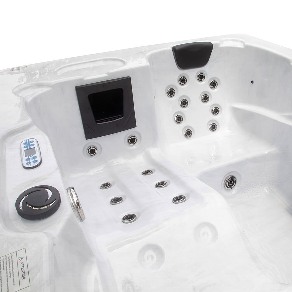 Outdoor Whirlpool mit Treppe und Thermoabdeckung WHITE MARBLE Nussbraun - 210 x 160 cm für 3 Personen – Bild 5