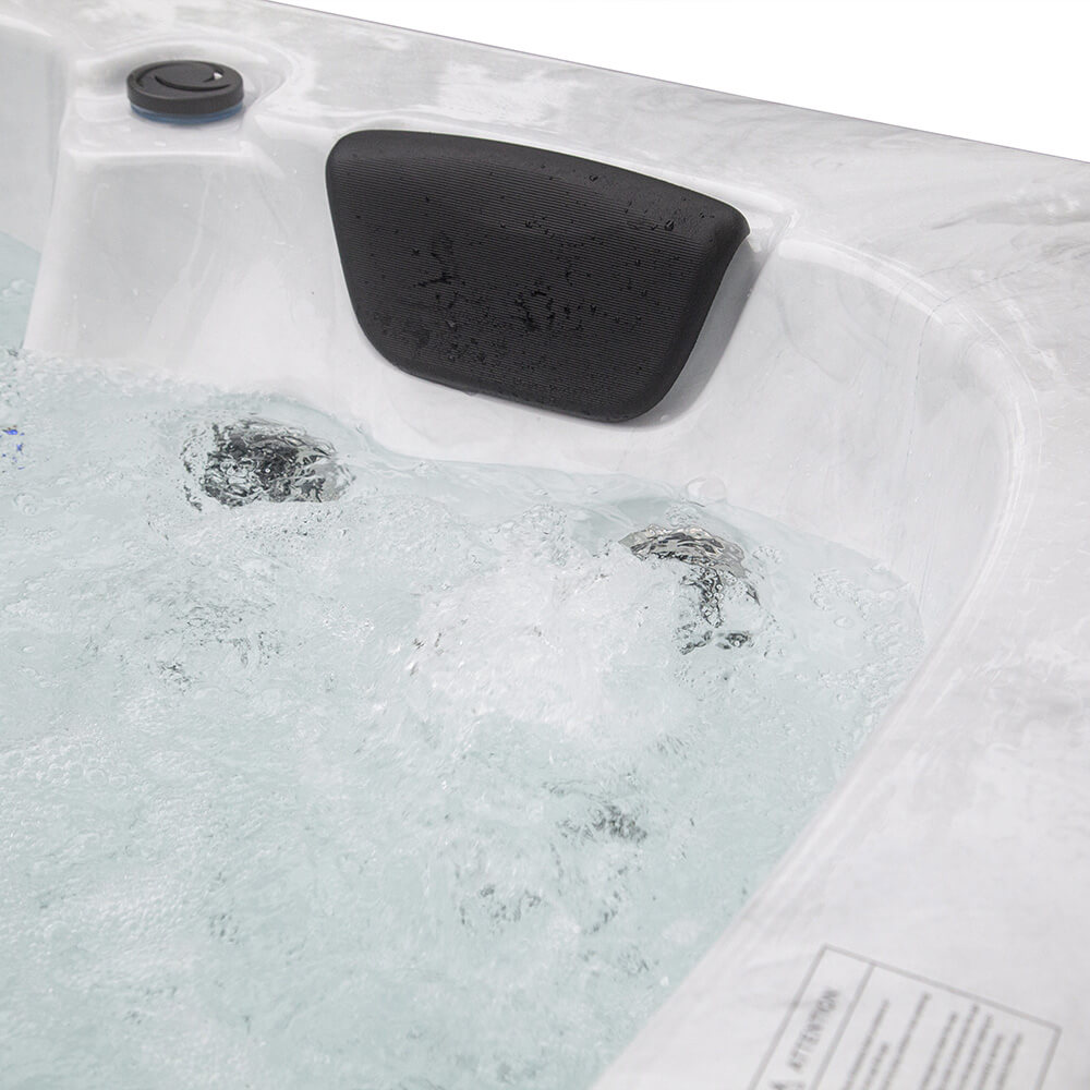 Outdoor Whirlpool mit Treppe und Thermoabdeckung WHITE MARBLE Nussbraun - 210 x 160 cm für 3 Personen – Bild 6