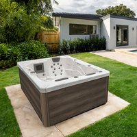 Outdoor Whirlpool mit Treppe und Thermoabdeckung WHITE MARBLE Nussbraun - 210 x 160 cm für 3 Personen