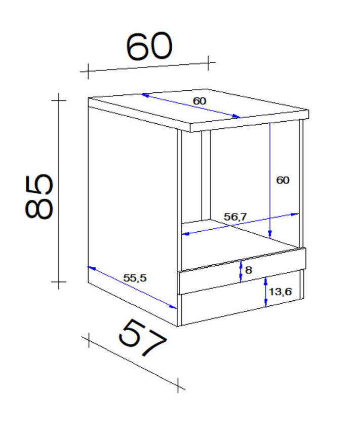 Herdumbauschrank Wito Weiß 60x85x60cm – Bild 3