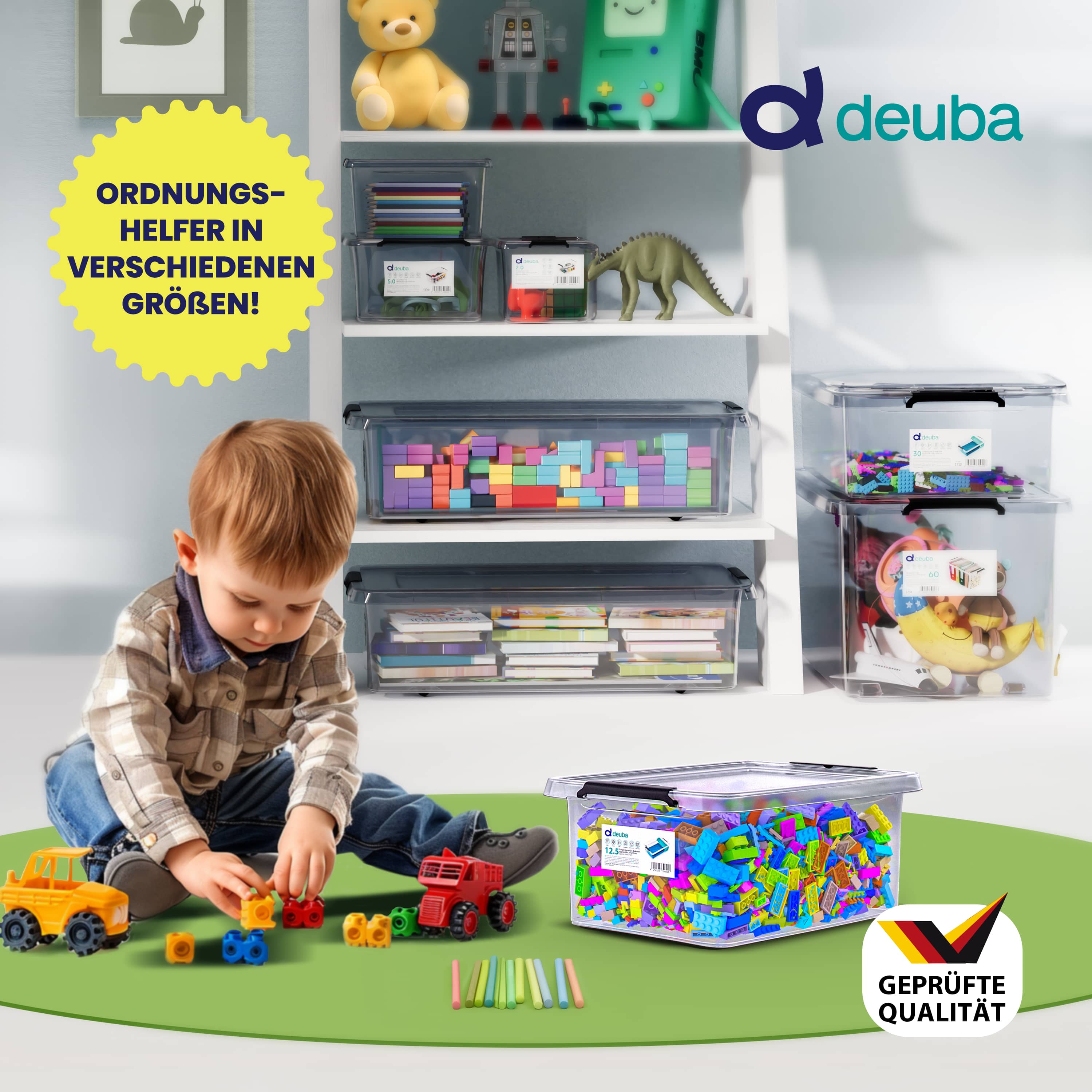 Deuba Aufbewahrungsbox 8er-Set 39x29x17cm 12,5L transparent stapelbar BPA-frei – Bild 2