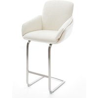 Barstuhl Luan-Flex Bouclé Soft Beige Freischwinger Flach Edelstahl Silberfarben