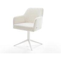 Drehstuhl Greg-Flex Bouclé Soft Beige Fußkreuz Weiß 360 drehbar Wippfunktion Taschenfederkern