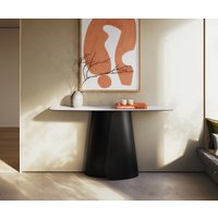 Konsolentisch Edge Boot 140x40 cm Keramik Laminam Statuarietto Weiß Livos Metall Schwarz