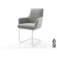 Freischwinger Heira-Flex mit Armlehnen Strukturstoff Soft Grau Freischwinger flach Weiß Taschenfederkern