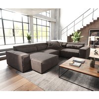 Wohnlandschaft Sirpio 300x210 cm Mikrofaser Khakibraun Recamiere variabel – Bild 2