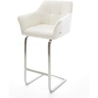 Barstuhl Yulo-Flex Bouclé Soft Beige Freischwinger Flach Edelstahl Silberfarben